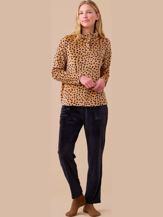 Noidinotte Χειμερινό Γυναικείο Σετ Πιτζάμας Animal Print