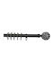 Grace Extendable Metallic Curtain Pole Single Φ19mm 140-240cm Lilie Black Mat