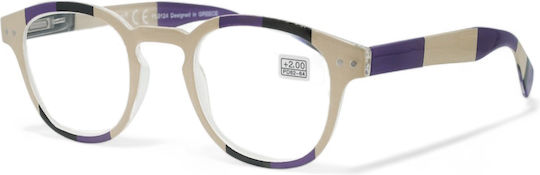 Optosquad Reading Glasses +4.00 Pocket in Beige color OPT9980-3