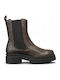 Leather Women's Ankle Boots Burgundy