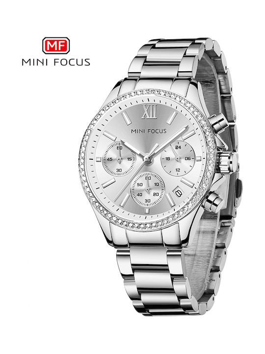 Mini Focus Men's Watch Battery with Silver Metal Bracelet