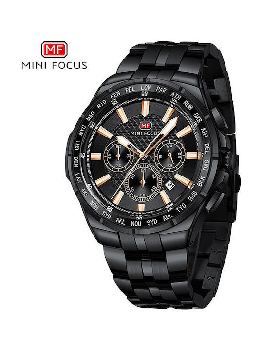 Mini Focus Men's Watch Battery with Black Metal Bracelet