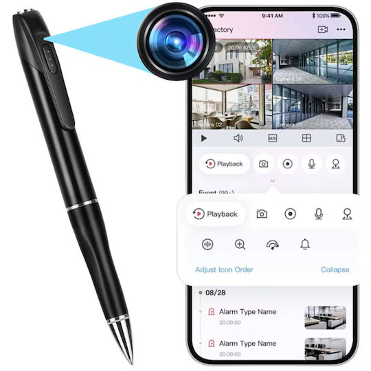 Taggo Cameră Ascunsă WiFi Stilou 1080p cu Slot pentru Card de Memorie