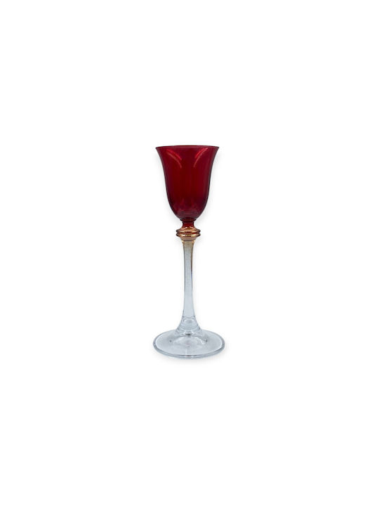 Domumart Set de pahare Lichior/Ouzo / Cocteiluri / Vin alb din Cristal în Culoarea Roșu 80ml 6buc