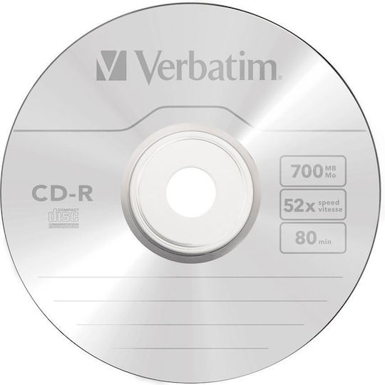 Verbatim Εγγράψιμο CD-R 52x 700MB Cake Box 1τμχ