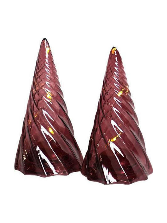 Weihnachtsdekorationen mit Bäumen Glas Vilma Mit LED-Lichtern Burgundisch 11cm Sirius 2 Stücke