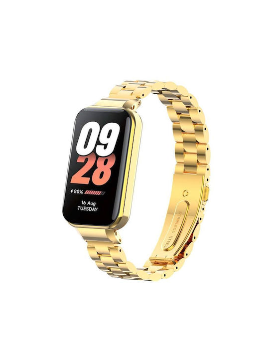 Метална Кайшка За Часовник Три Мъниста Redmi Band 2 Xiaomi Smart Band 8 Active Златиста