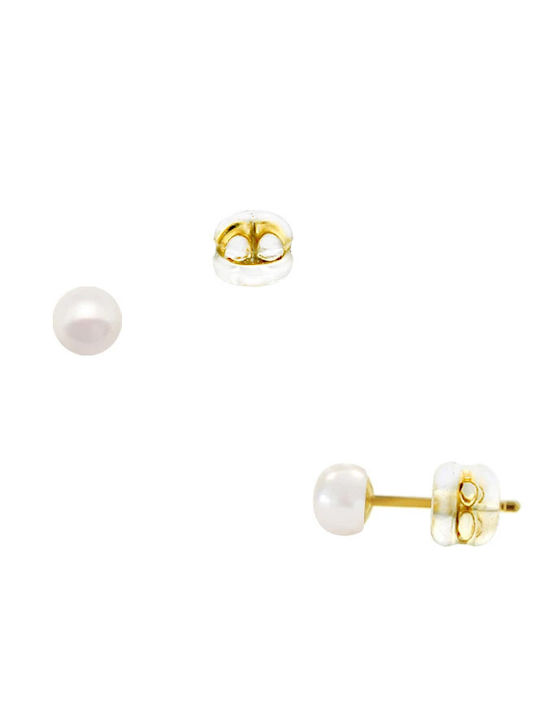 14K Gold Earrings Silicone Clasp White Pearls 4 Millimeters F126726 14K Gold Earrings Silicone Clasp White Pearls 4 Millimeters F126726