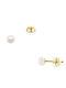 14K Gold Earrings Silicone Clasp White Pearls 4 Millimeters F126726