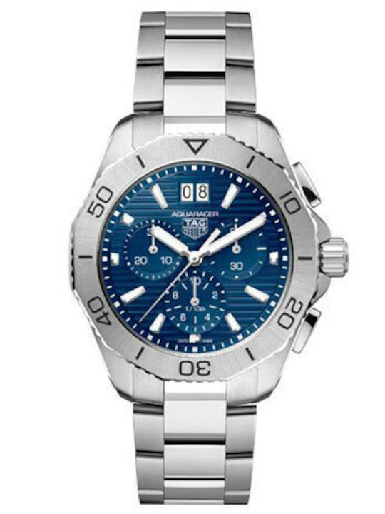 TAG Heuer Ανδρικό Ρολόι Μπαταρίας με Ασημί Μεταλλικό Μπρασελέ