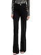Women's Fabric Trousers Flared Black