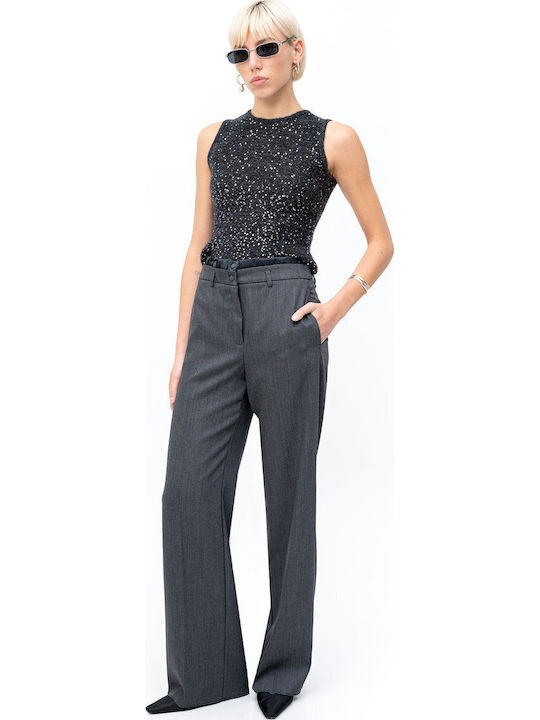 Women's Fabric Trousers Dark Grey