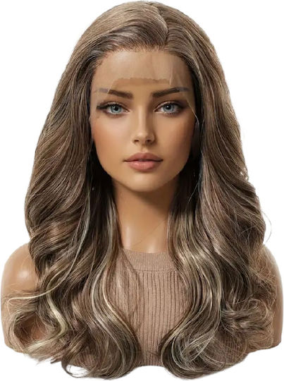 Women's Role Playing Wig Full Lace 13x4 Invisible Fit Chestnut Highlights Synthetic High Quality 18 Inches