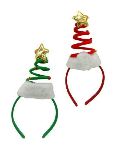 Christmas Tree Spiral Headband With Bells 28cm 22048