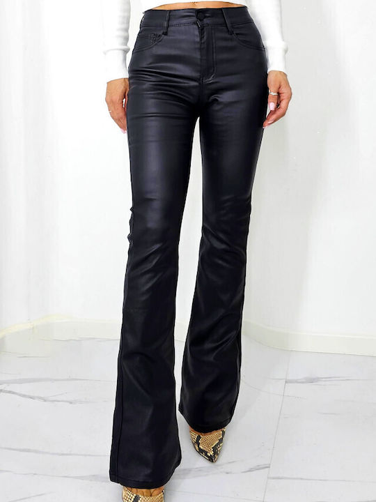 Dama Tesatura Pantaloni Push-up Evazați cu Croială Relaxată Black