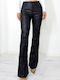 Dama Tesatura Pantaloni Push-up Evazați cu Croială Relaxată Black