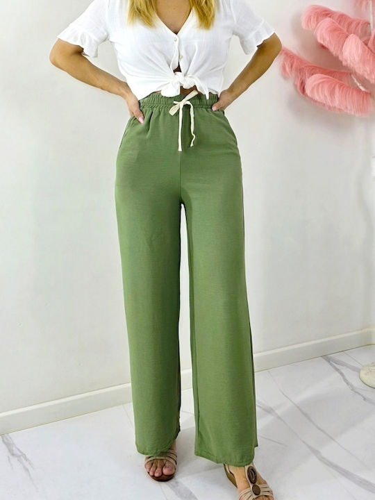 Dama Talie înaltă Tesatura Capri Pantaloni cu C...