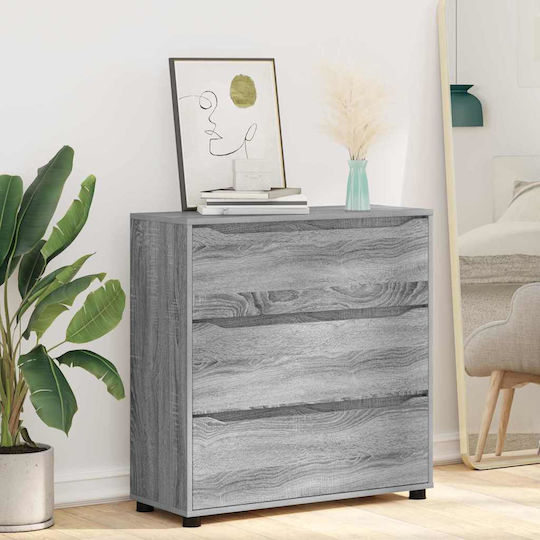 Wooden Chest of Drawers with 3 Drawers Gray Sonoma 80x31x81cm