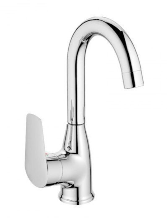 Inter Ceramic Αναμεικτική Μπαταρία Νιπτήρα Ψηλή Ασημί