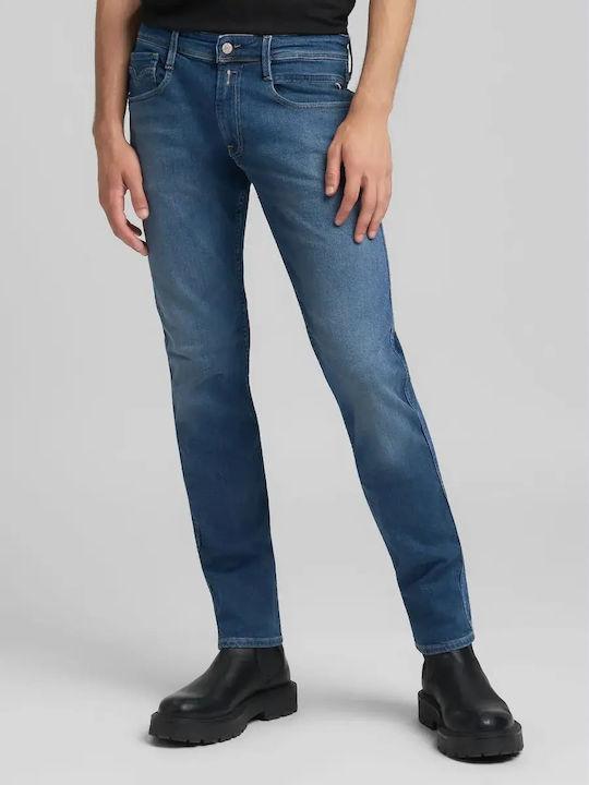 Anbass Men's Jeans Pants with Slim Fit Dark Blue