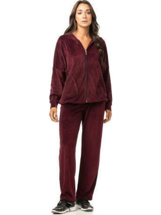 Bodymove Jogginghose Samt Burgundy