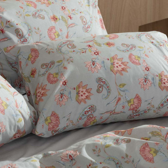 White Fabric Bettbezug Baumwolle Einzelbett 170x250 Damour Σιέλ, Μπλε