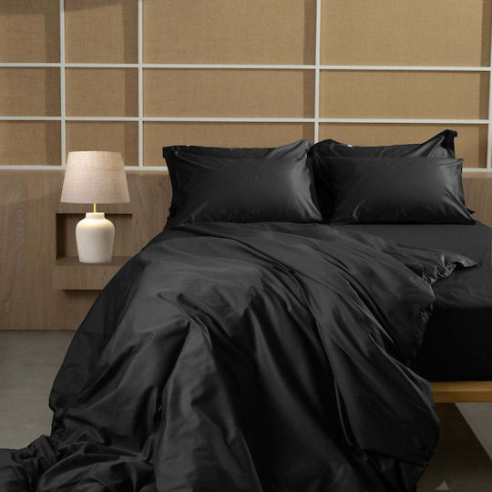 White Fabric Husă de Pilotă Bumbac Single 170x250 Parisienne Negru
