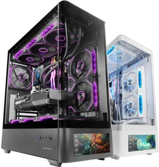 Mars Gaming MC-LCDPRO Gaming Midi Tower Κουτί Υπολογιστή με Πλαϊνό Παράθυρο Μαύρο