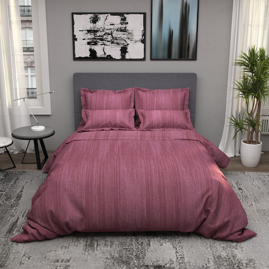 Charalambidis Textiles Βροχή Σεντόνι King Size με Λάστιχο 180x200+30εκ. Φούξια