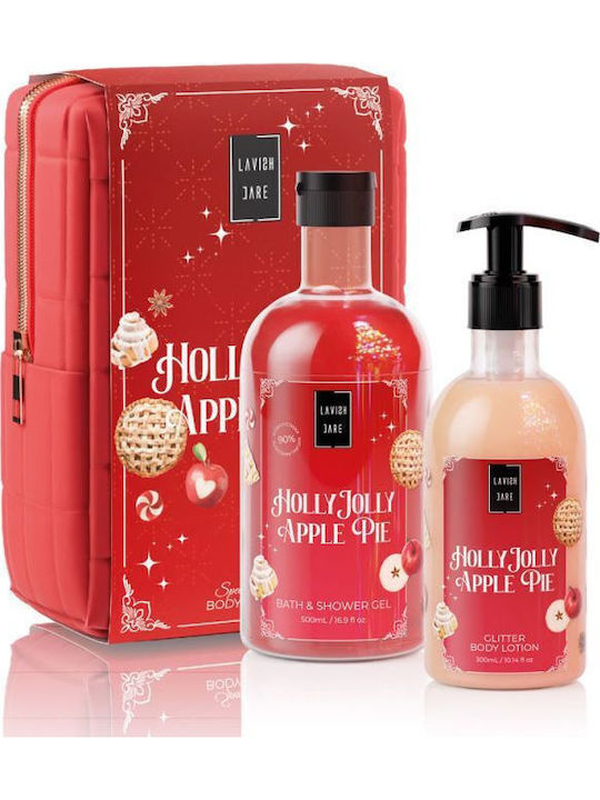 Lavish Care Holly Jolly Apple Pie Skin Care Set for Moisturizing Body Cleaning and Brightening 2 Pieces