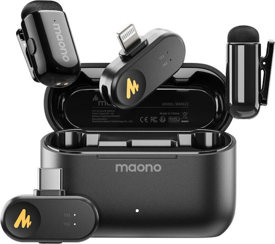 Maono WM622 PBC2 Σετ Ασύρματο Μικρόφωνο Πέτου, Clip On Δημοσιογραφικό