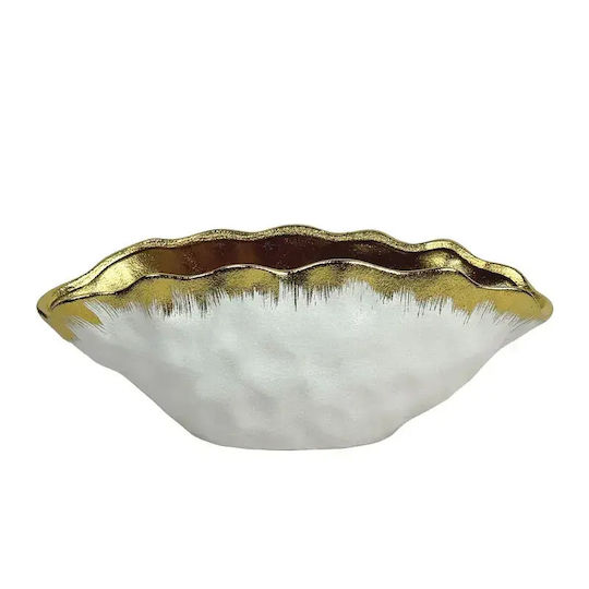 Marhome Bol Decorativ Ceramică Alb 36.8x36.8cm 1buc