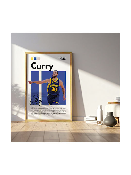 Poster Nba Greatness Series Steph Curry Snk195 21cm X 30cm Λευκή Ξύλινη Κορνίζα