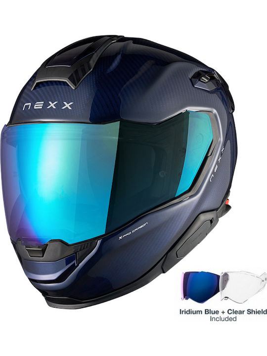 Nexx X.TR Atlantic Carbon Blue Κράνος Μηχανής Full Face ECE 22.06 / DOT 1625gr με Pinlock και Sunvisor