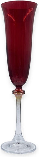 Domumart Set of Glasses Champagne / White Wine made of Crystal in Red Color Stemmed 190ml 6pcs