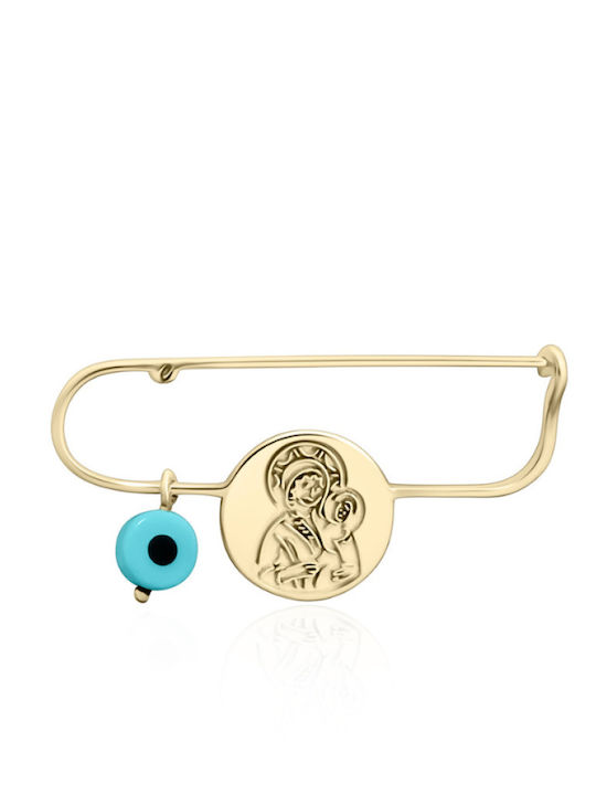 Ekan Child Safety Pin made of Gold 14K with Icon of the Virgin Mary