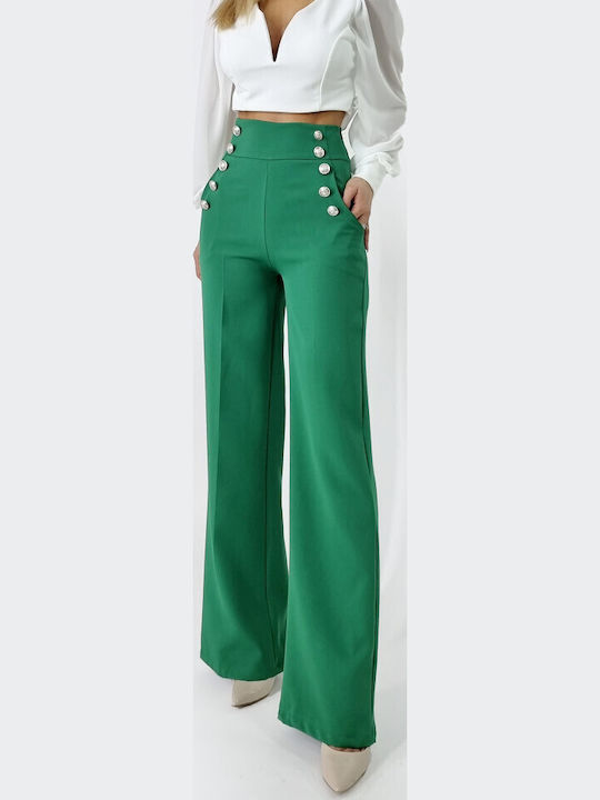 Dama Talie înaltă Tesatura Pantaloni Verde