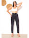 High Waist Women's Jean Trousers in Mom Fit Gray