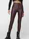 Damen Hoch tailliert Stoff Hose Push-up Rot