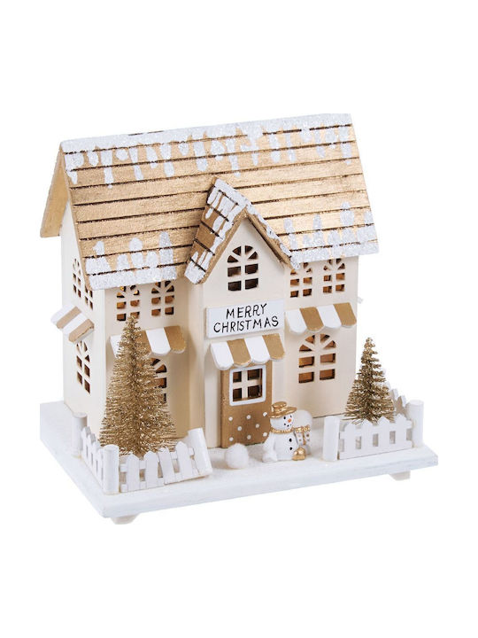 Wooden House White Gold 21.5x15x20.5 Cm 04.x-25117-2