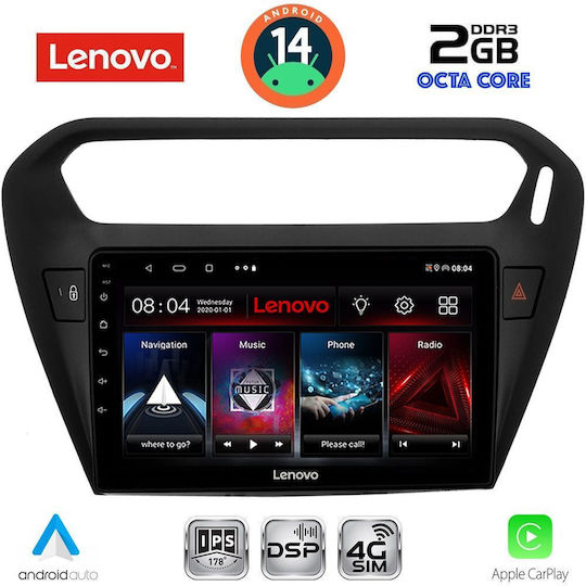 Lenovo Ηχοσύστημα Αυτοκινήτου για Peugeot 301 Citroen C-Elysee 2013 (Bluetooth/USB/WiFi/GPS/Apple-Carplay/Android-Auto) με Οθόνη Αφής 9"