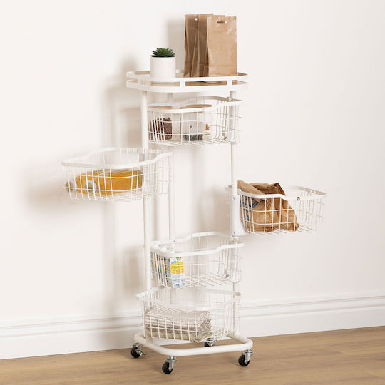 5Five Kitchen Trolley Metallic 6 Tiers Beige 34.4x30.8x93.1cm