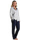 Rachel Winter Damen Pyjama-Set Blau