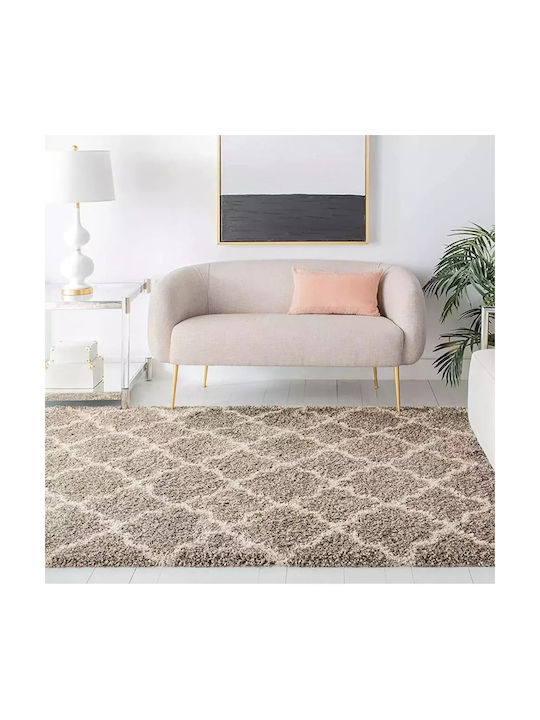Moroccan Rug Rectangular Shaggy Beige