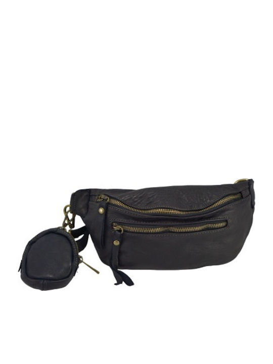 Mybag Δερμάτινο Τσαντάκι Μέσης Μαύρο