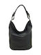 Leder Damentasche Schultertasche Schwarz