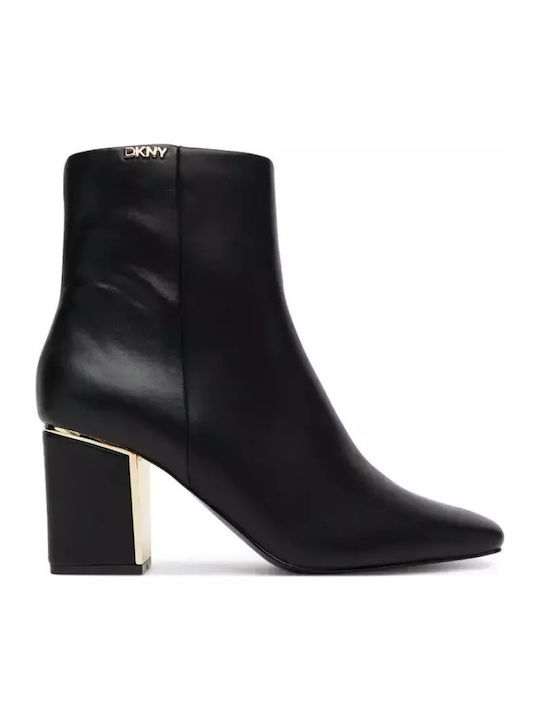 Cianna Leather Women's Ankle Boots with Medium Heel Black