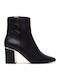 Cianna Leather Women's Ankle Boots with Medium Heel Black