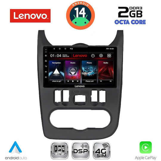 Lenovo Car Audio System for Renault Logan Dacia Duster / Logan / Sandero 2006-2012 (Bluetooth/USB/AUX/WiFi/GPS/Apple-Carplay/Android-Auto) with Touch Screen 9"