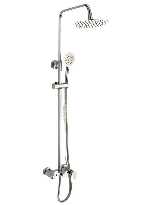 Inter Ceramic Adjustable Shower Column with Mixer Silver